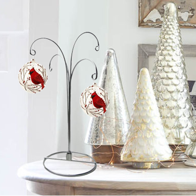 Ornament Display Stand Holder Christmas Hook Hanger Silver 2pcs Hohiya